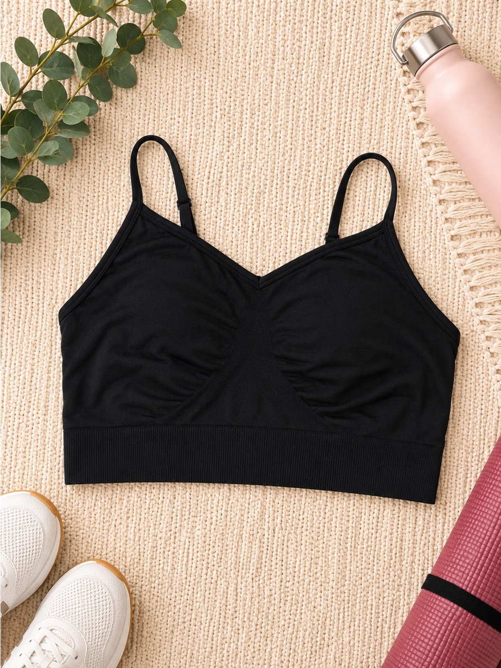 Old Navy Black Seamless V‑Neck Bralette